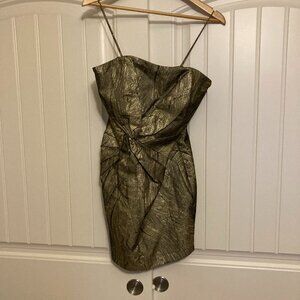 Haute Hippie Strapless Gold Mini Dress Medium Polyester Cocktail Party Dress